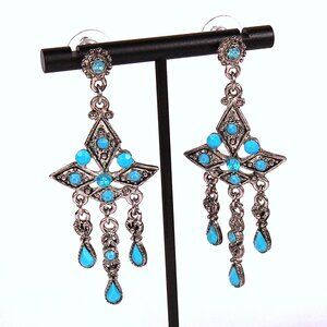 Vintage Faux Turquoise Chandlier Earrings